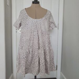 A New Day Women's Dress Small Black and White Leopard Print Short Sleeve Tiered